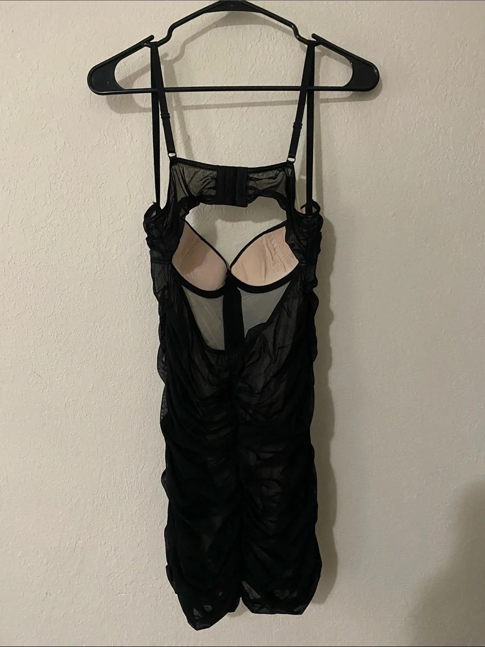 Fashion Nova Black Sheer Ruched Midi Dress